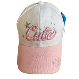 Cutie Embroidered Pink &White Baseball Hat Cap. New with tags. One Size